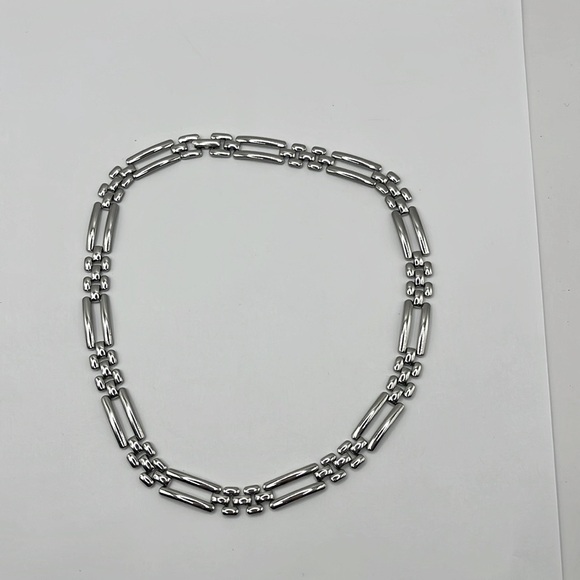 Napier Silver Chain Necklace 60s Block Link Choker Necklace Collectible - Picture 7 of 9